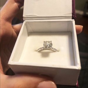 2CT Moissanite Engagement Ring 14K White Gold FIRM
